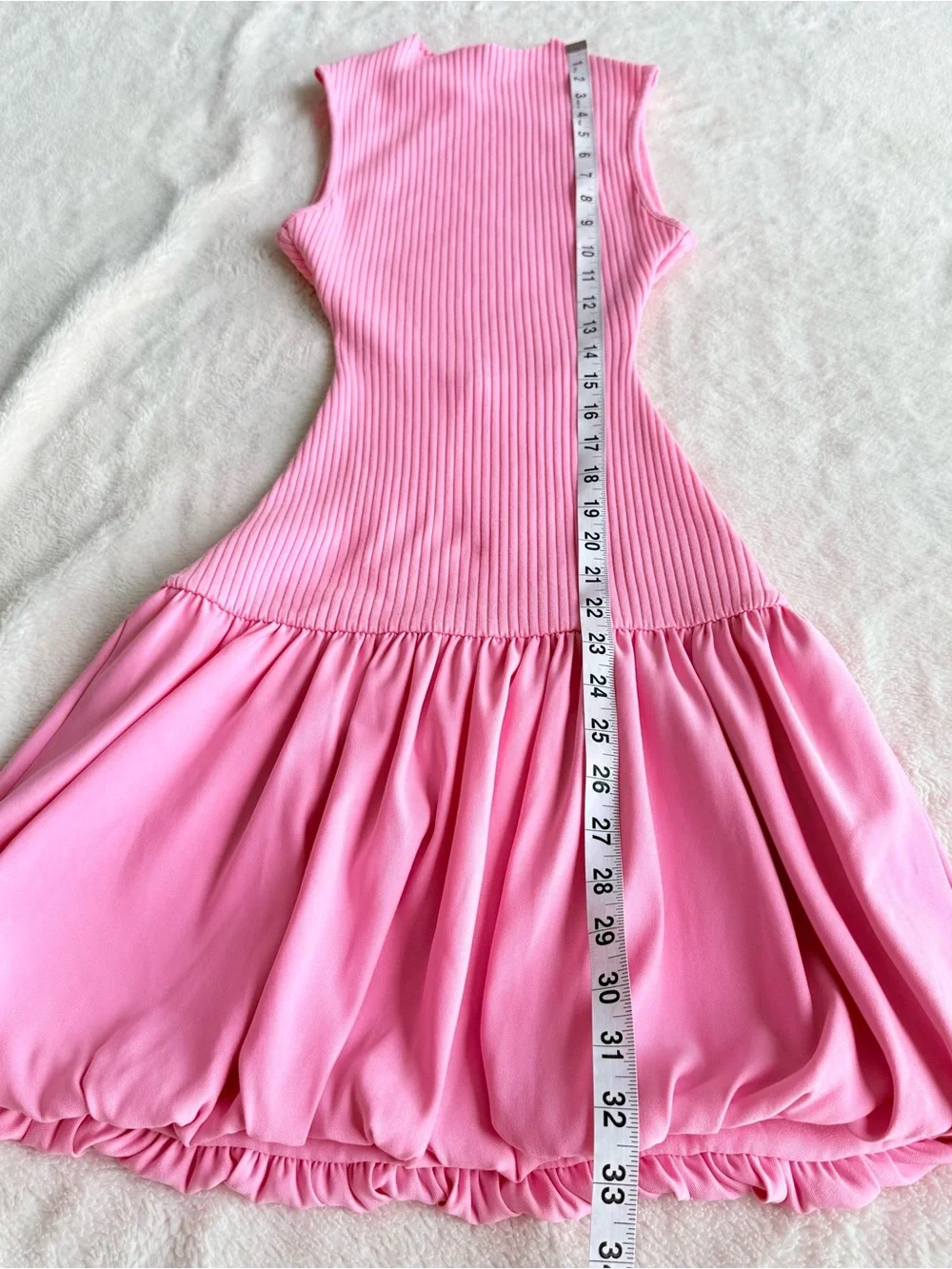 Zara Pink Halter Fit & Flare Ribbed Mini Dress S - Picture 4 of 10
